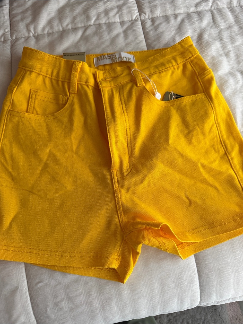 High-Waist Yellow Women's Shorts